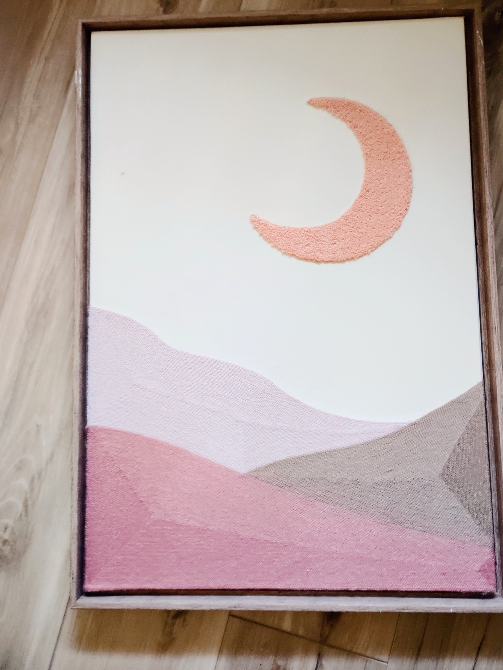 Textured Pink Crescent Moon Wall Art Painting